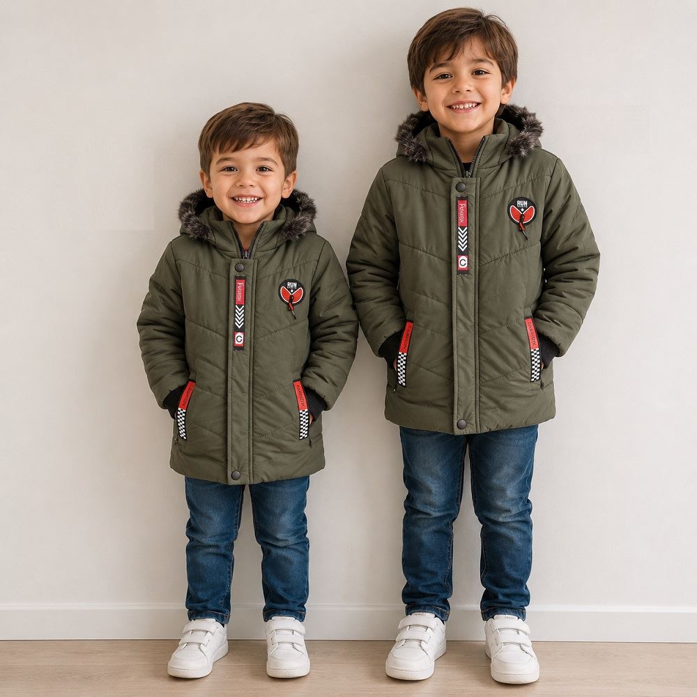Casacas acolchadas para niños casual Liviano / Verde / L